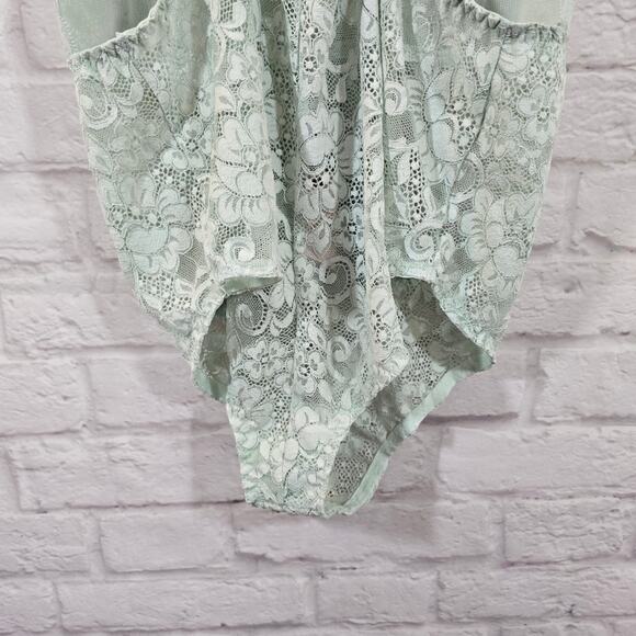 MM We Are HaH Coming In Haht Lace Bodysuit Lingerie Something Blue Teal L NWT - Picture 7 of 9